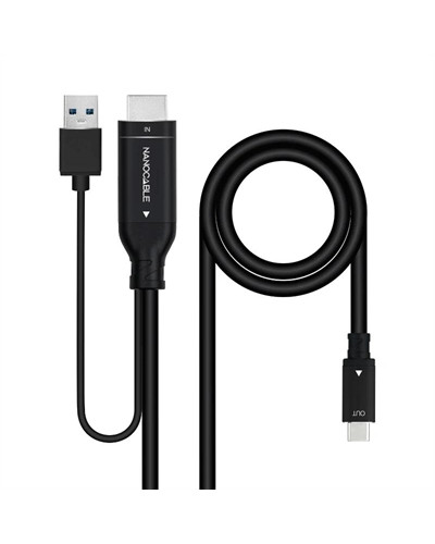 Nanocable Conversor HDMI a USB-C M/M 1.8 M Negro