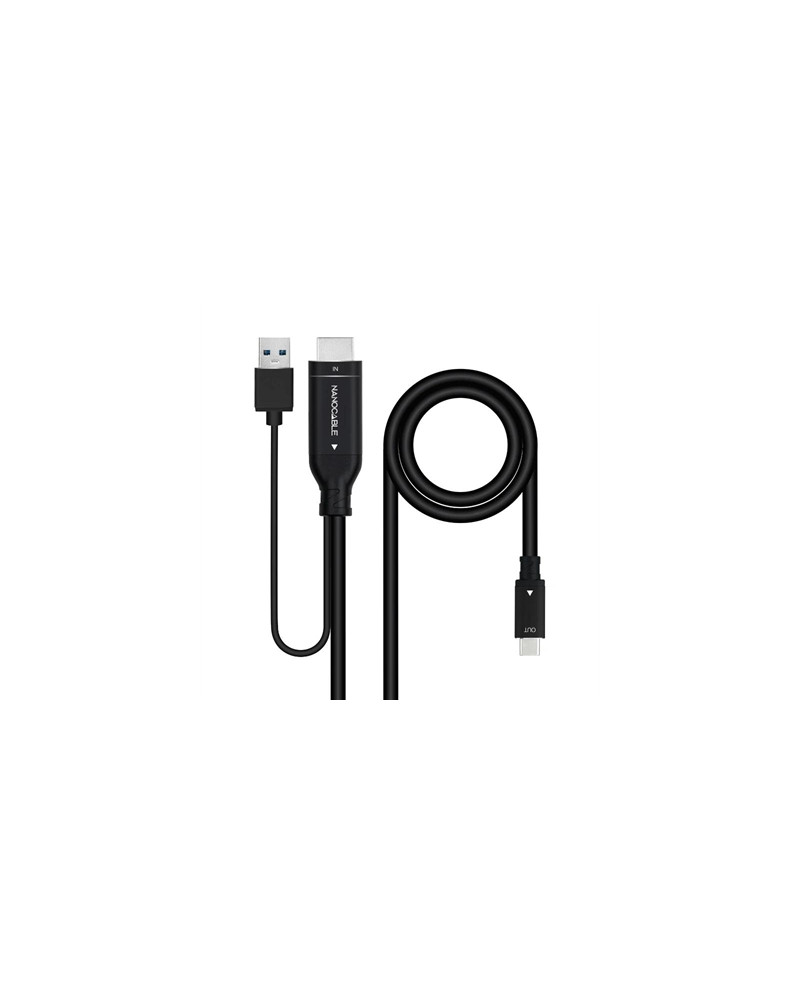 Nanocable Conversor HDMI a USB-C M/M 1.8 M Negro
