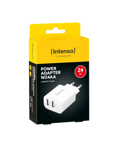 Intenso | Cargador pared W24AA|2xUSB-A|blanco