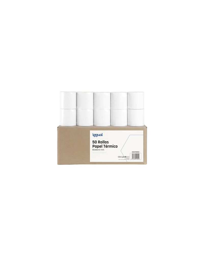 iggual Caja 50 rollos papel térmico 80x80x13 mm