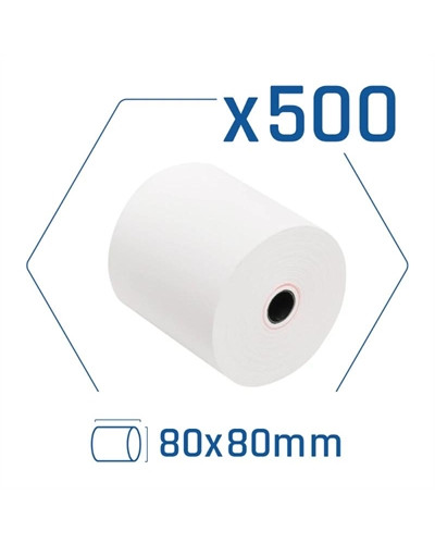 Pack 500 rollos papel térmico sin BPA 80x80mm