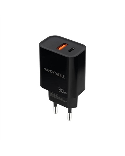 Nanocable Cargador USB-C/PD+USB-A/QC 30W Negro