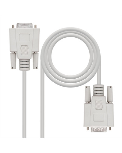 Nanocable Cable Serie RS232, DB9 M-H, Beige, 1.8m