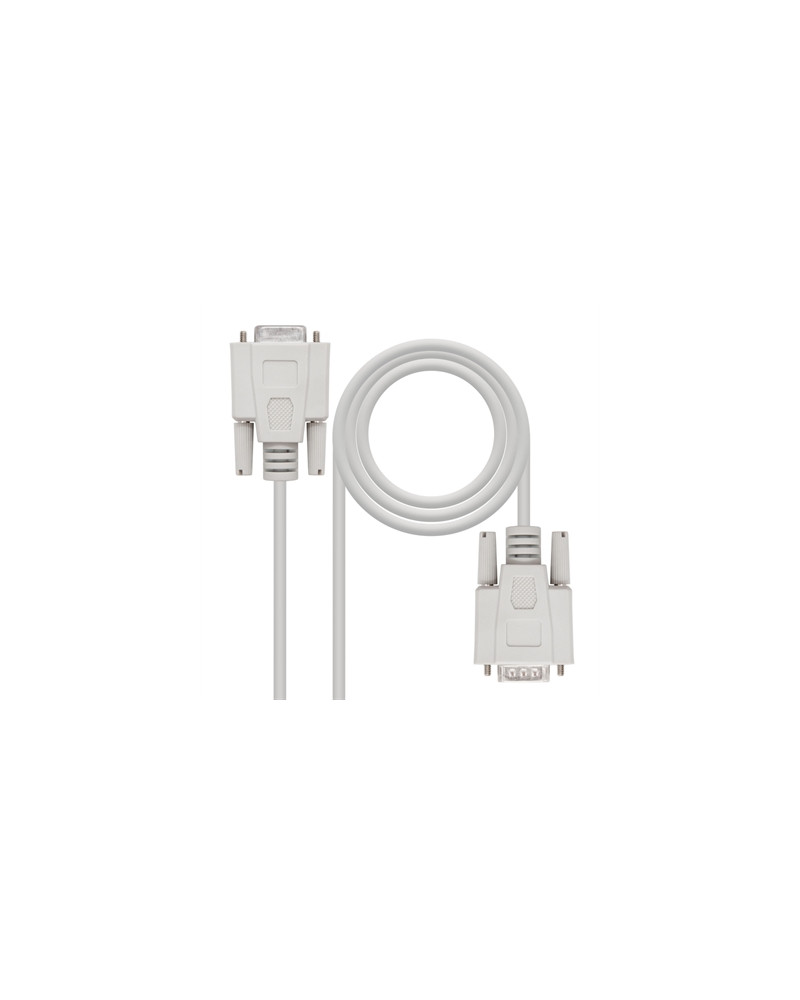 Nanocable Cable Serie RS232, DB9 M-H, Beige, 1.8m
