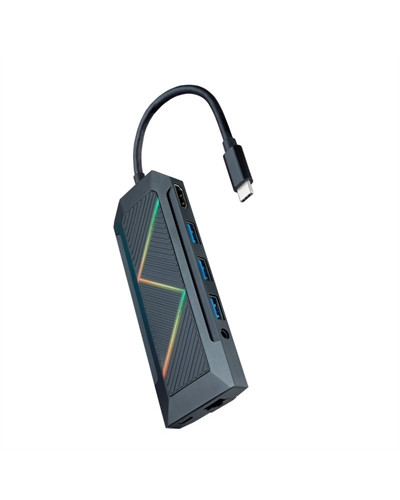 Nanocable Hub 9en1 USB+USB-C+HDMI+RJ+TF+SD+Jack