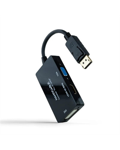 Nanocable Conversor DP a HDMI/DVI/VGA Negro 20 cm