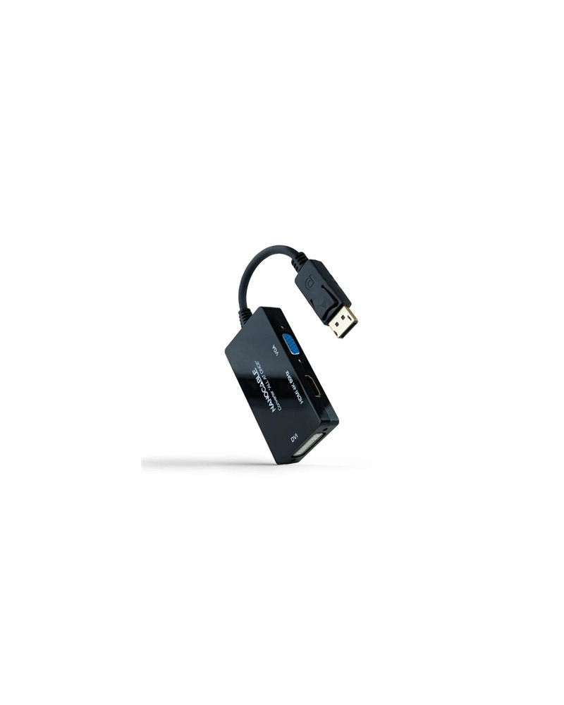 Nanocable Conversor DP a HDMI/DVI/VGA Negro 20 cm