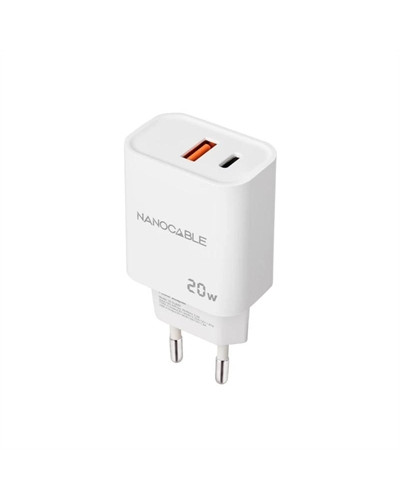 Nanocable Cargador USB-C/PD+USB-A/QC 20W Blanco