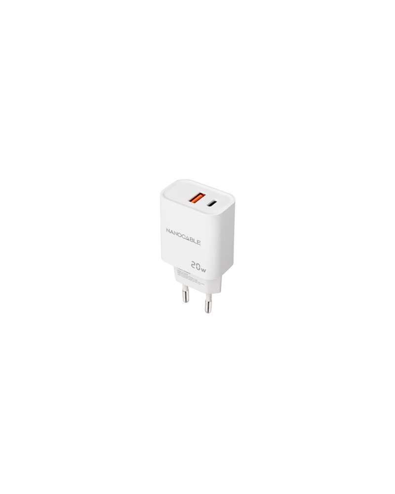 Nanocable Cargador USB-C/PD+USB-A/QC 20W Blanco