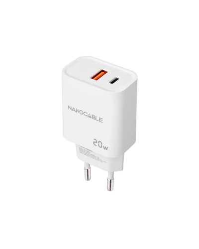 Nanocable Cargador USB-C/PD+USB-A/QC 20W Blanco