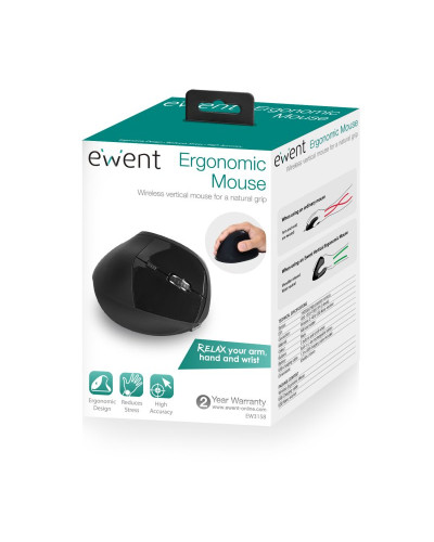 Ewent EW3158 Ratón Wireless Vertical 1600 dpi