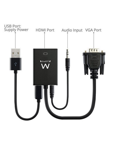 EWENT EW9866 Adaptador Vga/Hdmi con Audio