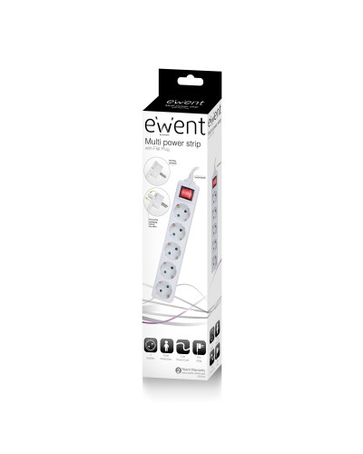 EWENT EW3955  Regleta 5 Tomas / 1 interruptor 1.5m