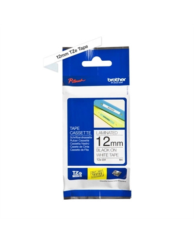 Brother Cinta Tze231 Texto Negro/Blanco 12mm