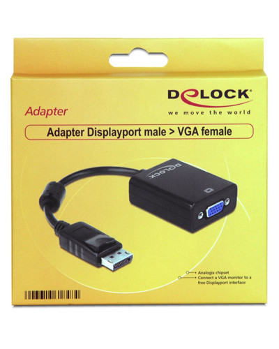Delock Adaptador Displayport Macho/VGA Hembra Negr