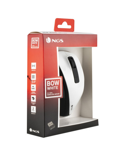 NGS Ratón Inalámbrico 2.4 GHz BOWWHITE 16000DPI Bl