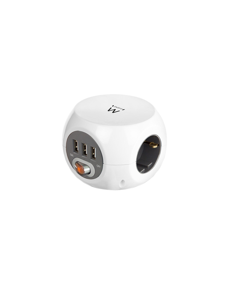 Ewent EW3939 REGLETA CUBO 3 TOMAS/3 USB BLANCO