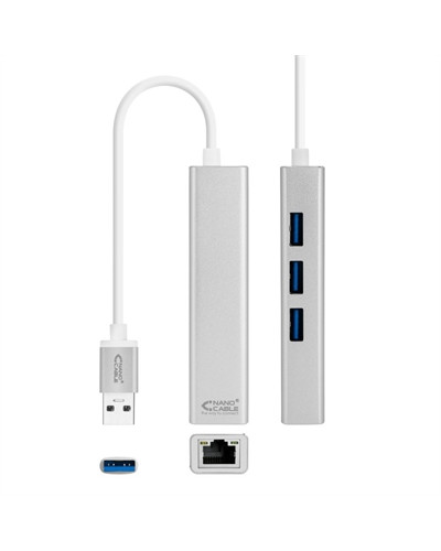 Nanocable Conversor USB 3.0 Ethernet + 3xUSB 3.0