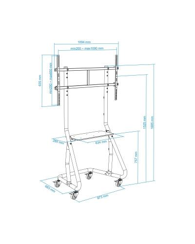 Tooq FS20200M-B Soporte Suelo Ruedas/Bases 60-105"