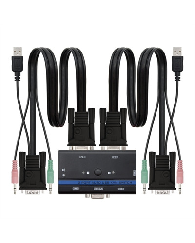 Nanocable KVM Switch VGA USB 1u-2PC+Cable