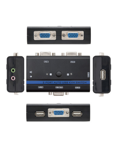 Nanocable KVM Switch VGA USB 1u-2PC+Cable