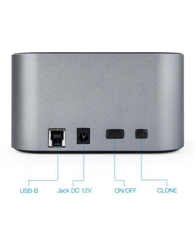Tooq TQDS-805G Dock Station Doble Bahía HDD Gris