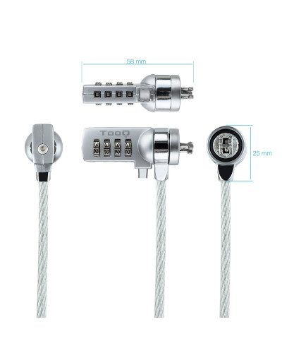 Tooq Cable Seguridad combinación para portátiles 1