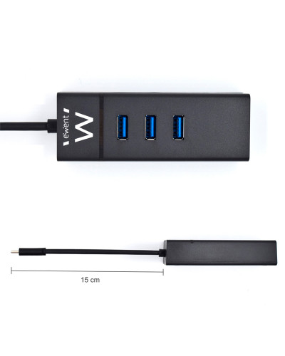 EWENT EW1141 Hub Tipo-C 3Pts.USB 3.1+1pto. GIGABIT