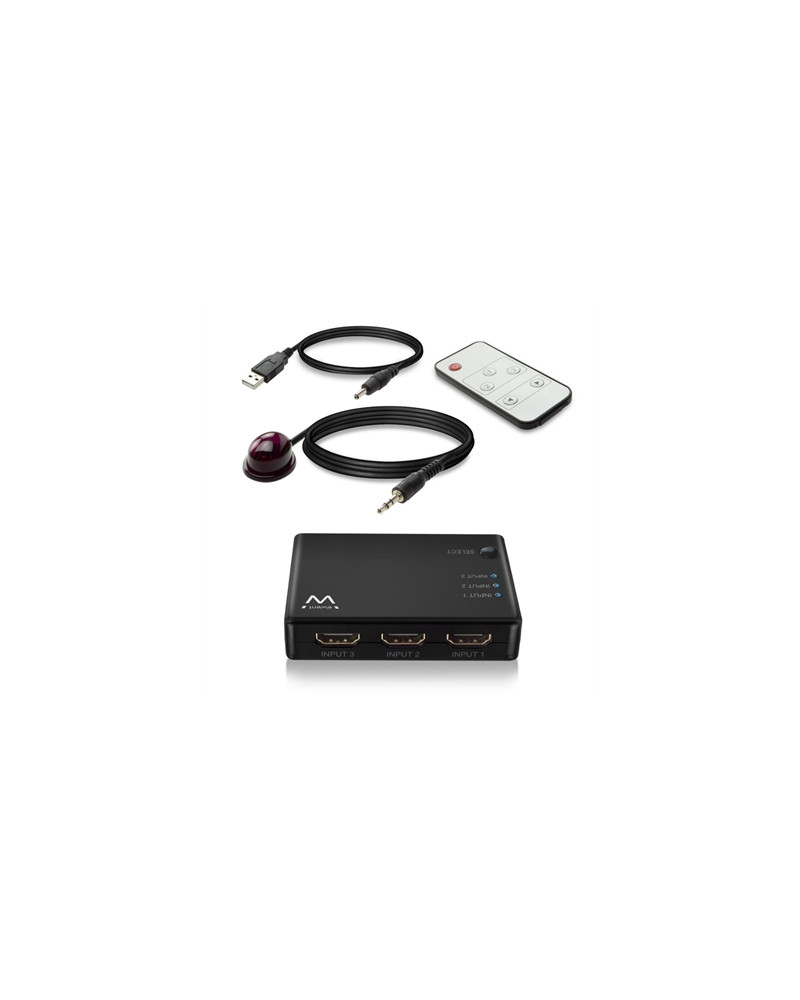 EWENT EW3730 Switch HDMI 4K 3x1con mando distancia