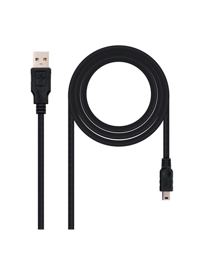 Nanocable Cable USB 2.0, A/M-Mini B/M, negro, 0.5m