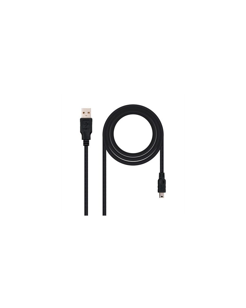 Nanocable Cable USB 2.0, A/M-Mini B/M, negro, 0.5m