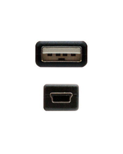 Nanocable Cable USB 2.0, A/M-Mini B/M, negro, 0.5m