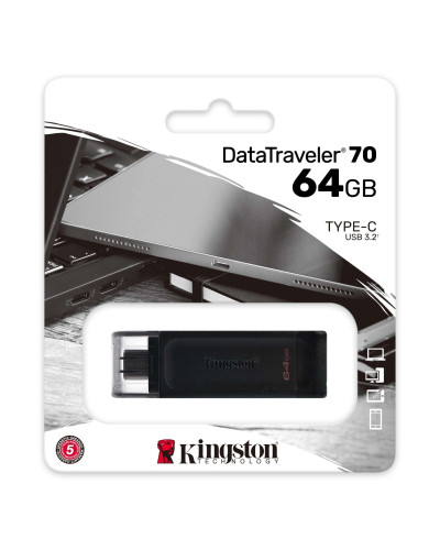 Kingston DataTraveler DT70 64GB USB C 3.2  Negro