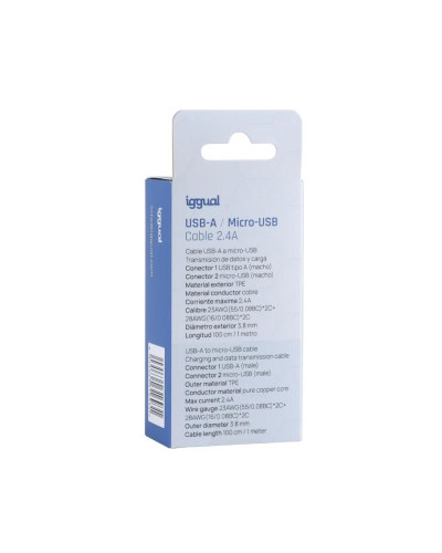 iggual cable USB-A/micro-USB 100 cm blanco