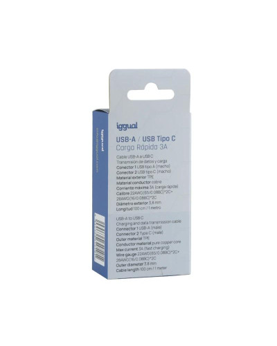 iggual Cable USB-A/USB-C 100 cm blanco Q3.0 3A
