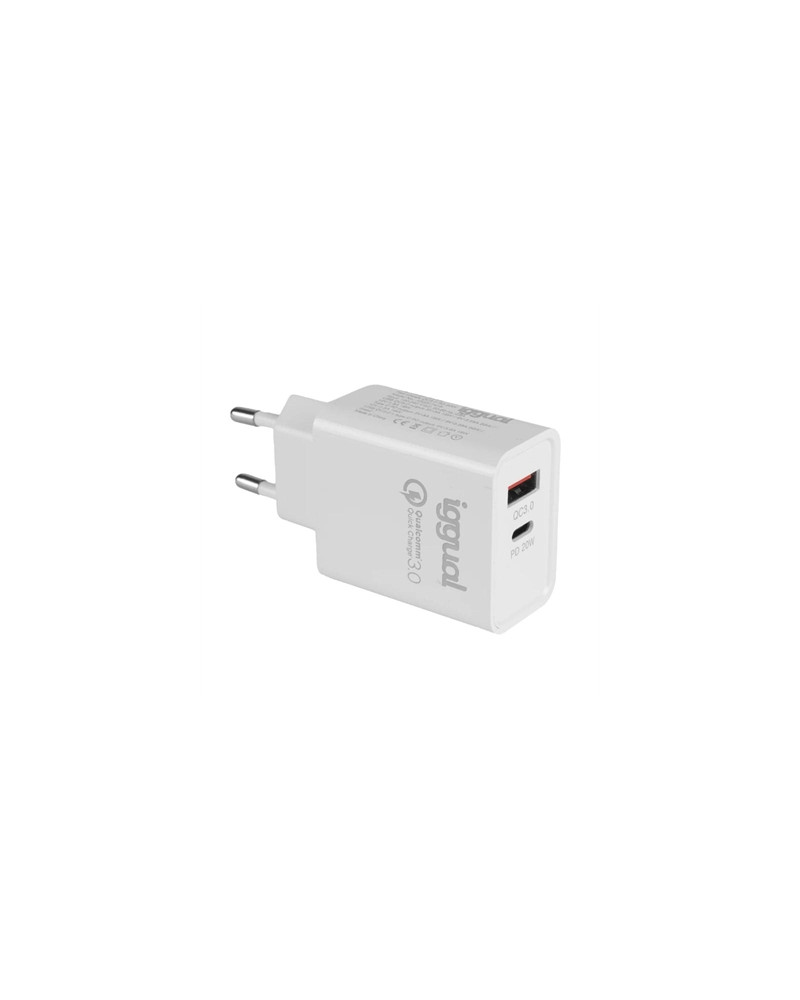 iggual Cargador doble USB QC3.0 + tipo C PD 20W