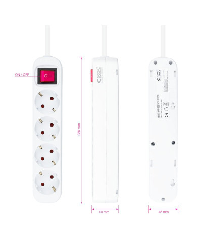 Nanocable Regleta 4 tomas con interruptor Blanca