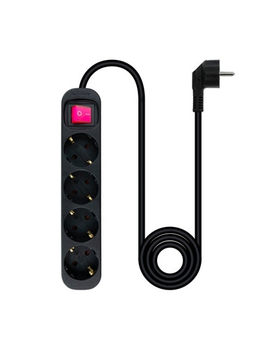 Nanocable Regleta 4 tomas con interruptor Negro