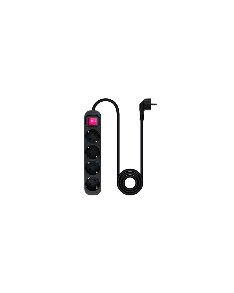 Nanocable Regleta 4 tomas con interruptor Negro