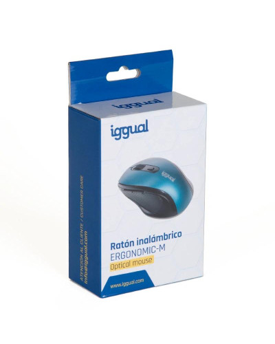 iggual Ratón inalámbrico ERGONOMIC-M-1600DPI azul