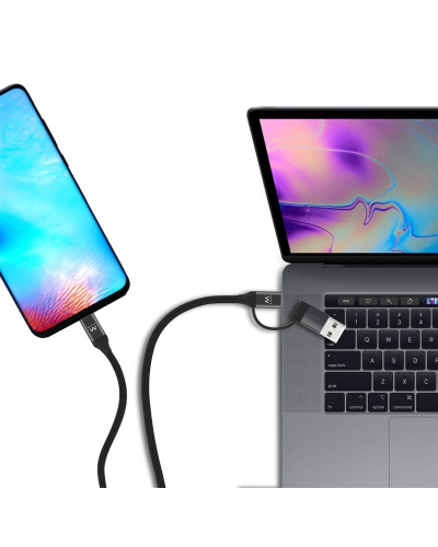 EWENT EW9918 Cable de carga usb-C a usbA/B 2 en 1