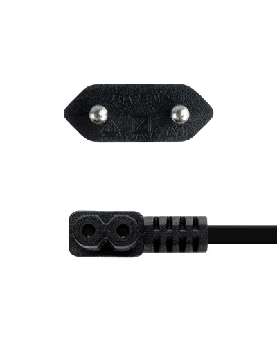 Nanocable Cable Alim. forma 8 Acodado CEE7/C7 1.8m