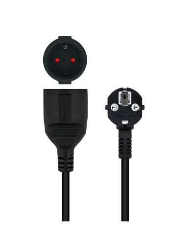 Nanocable Cable Alim. Alargador schuko negro 5 M