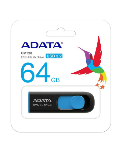 ADATA Lapiz Usb UV128 64GB USB 3.2 Negro/Azul