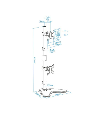 Tooq Soporte mesa DB1703TNV-B  2 brazos Vertical