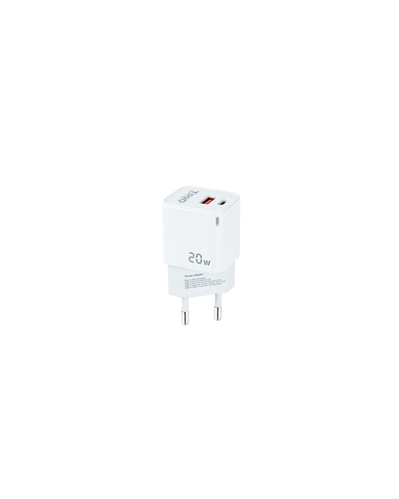 Tooq Cargador pared USB-C/PD+USB-A/QC 20W