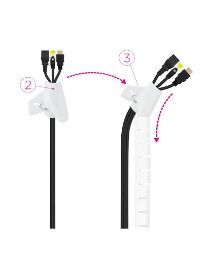 Nanocable Organizador cables flex. 25mm 1 M Blanco