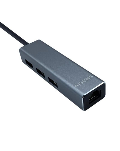 Aisens Conversor USB 3.0 Ethernet + 3 usb3.0 gris
