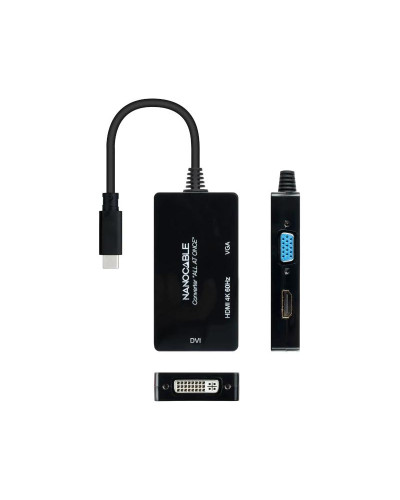 Nanocable Conversor USB-C a HDMI/DVI/VGA 20 cm