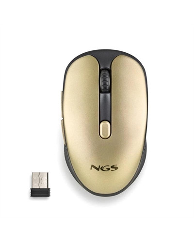 NGS Raton Inalambrico Recargable Silencioso Dorado
